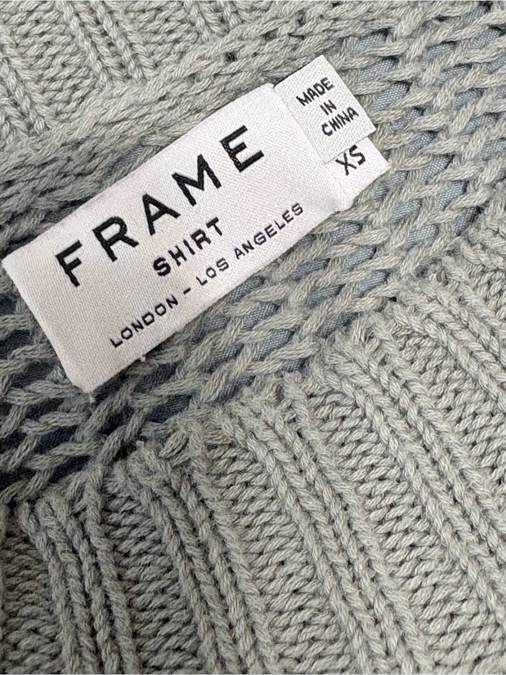 Frame  Gray Oversized Open Chain Knit Long Sleeve Pullover Cotton Sweater XS - Picture 3 of 4